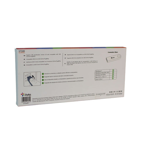 Memoria Usb Stylos 16gb Flash 2.0 Plata, Pack 20 (Stusb2016) Memoria Usb Stylos 16gb Flash 2.0 Plata, Pack 20 (Stusb2016)