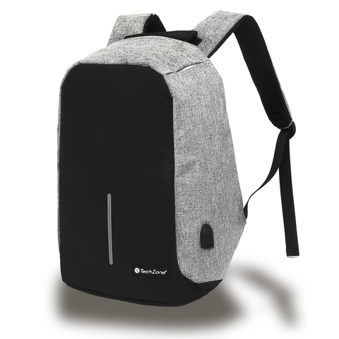 Mochila Backpack Techzone Tz18lbp02 Antirrobo 17 Negro Gris Mochila Backpack Techzone Tz18lbp02 Antirrobo 17 Negro Gris