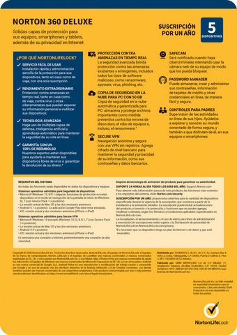 Norton 360 Deluxe, Total Security 5dv 1yr (Tmnr-034) Norton 360 Deluxe, Total Security 5dv 1yr (Tmnr-034)
