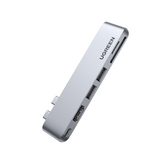 Hub USB-C 6 en 1 | 2xUSB-A 3.0 (5Gbps) | HDMI 4K@30Hz | Puerto PD 100W | Lector SD+MicroSD | Aluminio | Compatible Thunderbolt 3 | Compacto 110x29x8.5mm