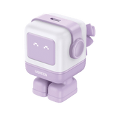 Cargador Mini GaNRobot 30W serie UNO - 1 USB-C de Carga Rápida - Tecnología GaN II - Multiprotocolo PD/QC/SCP/FCA - Carga Inteligente - Pantalla LED - Zapato Magnético Extraíble - Thermal Guard - Color Lila.