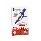 Marcador Permanente Nextep Punto Fino 2Mm Azul C/12 Pzas