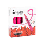 Marcador Nextep Resaltador Color Rosa C/12 Pzas