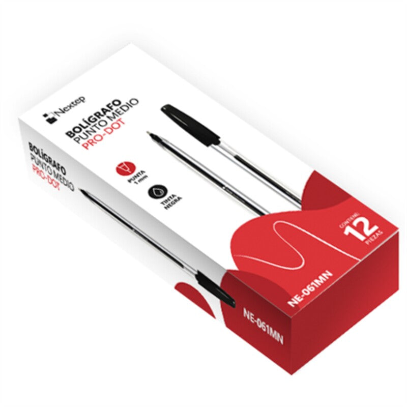 Boligrafo Pro-Dot Nextep, Tamaño Medio 1Mm Color Negro, Caja/12 Ne-61Mn