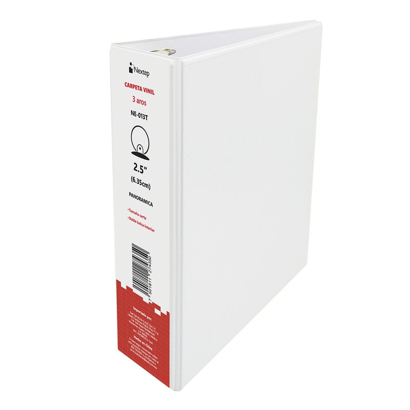 Carpeta Nextep Vinil Aro O Medida 2.5"" Tamaño Carta Color Blanco, Ne-013T