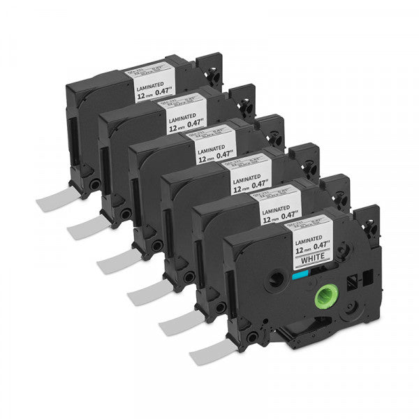 Cinta De Etiquetas Laminada Qian (6 Pack) Negro / Blanco Qze-221