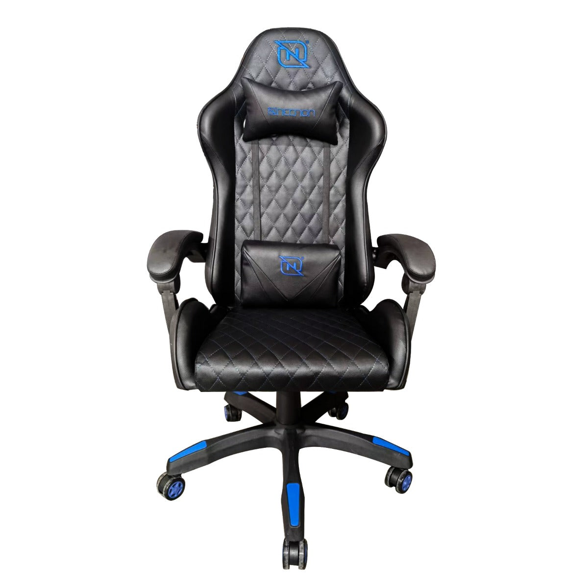 Silla Gamer Necnon Ngs-01 Foam Cojín Lumbar Y Cabeza Negro Con Azul Nbsg0123c4