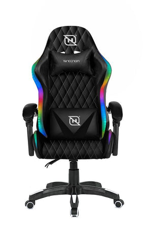Silla Gamer Necnon Rgb Ngs-01 Cojín Lumbar Y Cabeza Negro Y Blanco - Nbsgr132rg Silla Gamer Necnon Rgb Ngs-01 Cojín Lumbar Y Cabeza Negro Y Blanco - Nbsgr132rg