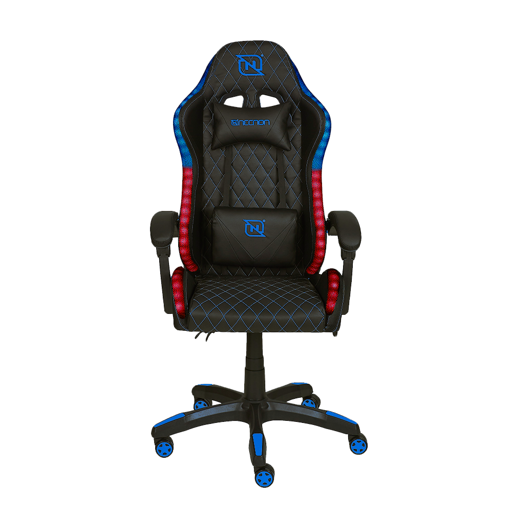 Silla Gamer Necnon Rgb Ngs-01 Foam Cojín Lumbar Y Cabeza Negro Con Azul - Nbsgr122rg