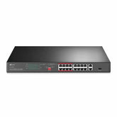 Switch Poe+ No Administrable 16 Puertos 10, 100 Mbps + 2 Puertos 10, 100, 1000 Mbps + 1 Puerto Sfp, 8 Puertos Extensor Poe (Hasta 250 M), Diseñado Para Vigilancia Ip - Tl-Sl1218p