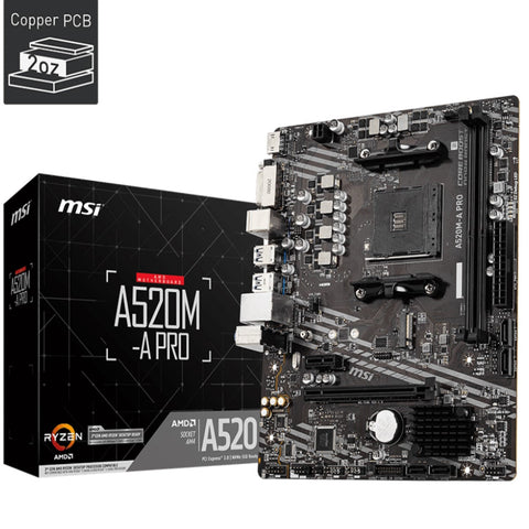 Tarjeta Madre Msi A520m-A Pro Ddr4 M.2 Pcie 3.0 Ryzen Am4 Matx Hdmi Tarjeta Madre Msi A520m-A Pro Ddr4 M.2 Pcie 3.0 Ryzen Am4 Matx Hdmi