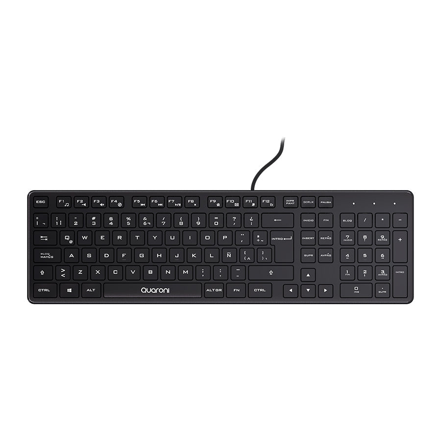 Teclado Alambrico Quaroni Usb 104 Teclas Color Negro
