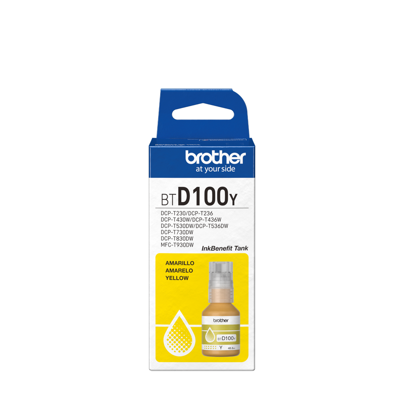 Botella De Tinta Brother Amarillo Ultra Alto Rendimiento Inkbenefit 5000 Btd100Y