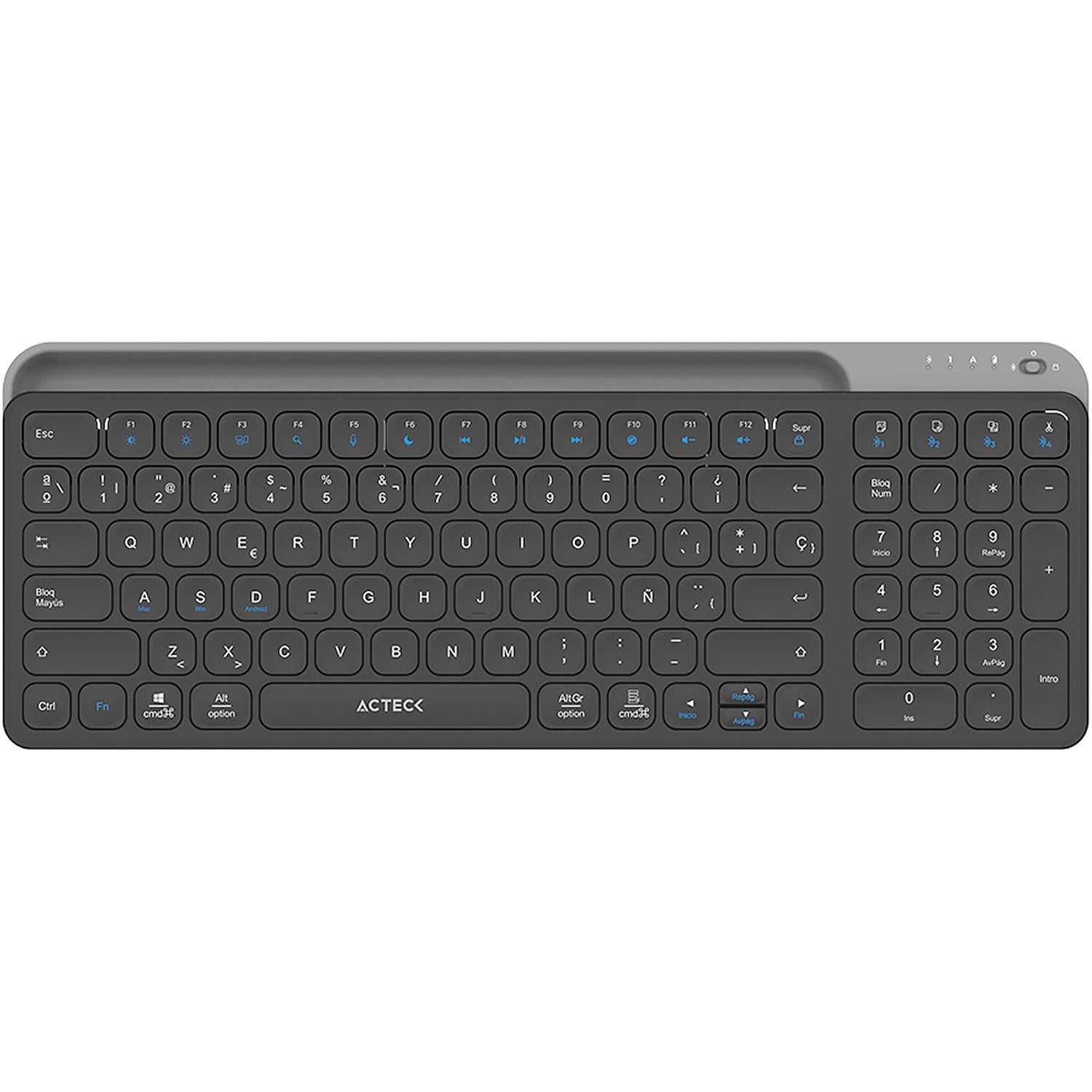 Teclado Acteck Inspire Trek Ti747 / Inalambrico / Multidispositivo Dual / Windows - Mac - Android / Español / 99 Teclas / Multimedia / Dongle Usb - Bt 5.1 - Cable Usb / Recargable / Negro / Ac-940108