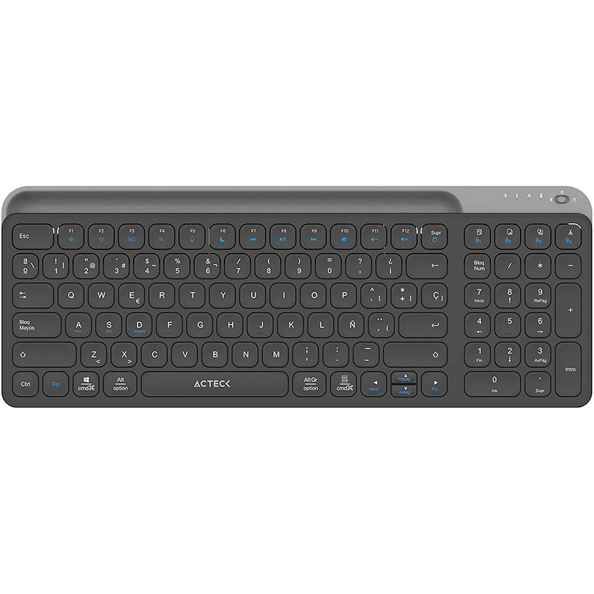 Teclado Acteck Inspire Trek Ti747 / Inalambrico / Multidispositivo Dual / Windows - Mac - Android / Español / 99 Teclas / Multimedia / Dongle Usb - Bt 5.1 - Cable Usb / Recargable / Negro / Ac-940108
