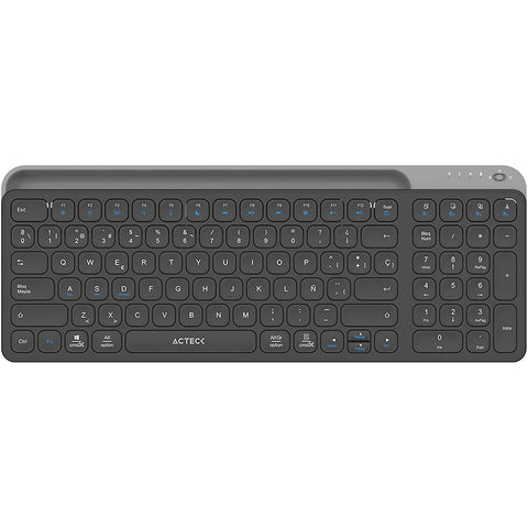 Teclado Acteck Inspire Trek Ti747 / Inalambrico / Multidispositivo Dual / Windows - Mac - Android / Español / 99 Teclas / Multimedia / Dongle Usb - Bt 5.1 - Cable Usb / Recargable / Negro / Ac-940108