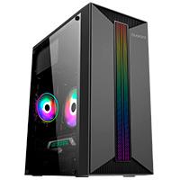 Gabinete Micro Torre Quaroni Micro Atx, Mini Itx/1Usb 2.0 1Usb 3.0/Rgb/Panel Acrilico/Fuente 500 W/Negro