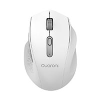Mouse Inalmbrico Ergonmico Con Textura Quaroni 5 Scroll/Receptor 2.4 Ghz/800 - 2400 Dpi/Ptico/4 Niveles/Blanco