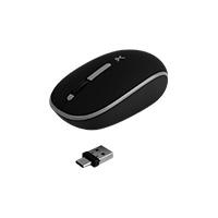 MOUSE INALAMBRICO OPTICO ERGONOMICO 1000 DPI RECEPTOR DUAL (USB Y TIPO C) SILENCIOSO PERFECT CHOICE WHISPER - NEGRO