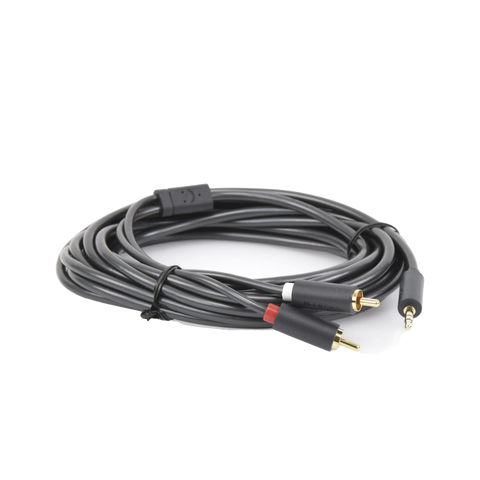 Cable Adaptador de 3.5mm Macho a 2 RCA Macho | 5 Metros (16.40 Pies) | Color Gris | Blindaje Múltiple | ABS | Alta Calidad