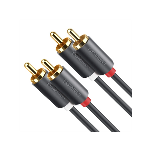 Cable de Audio 2 RCA Macho a 2 RCA Macho | 3 Metros (9.84 Pies) | Color Negro | Alta Calidad | Anillos de Goma para Asegurar un Agarre Firme al Instalar o Quitar el Cable