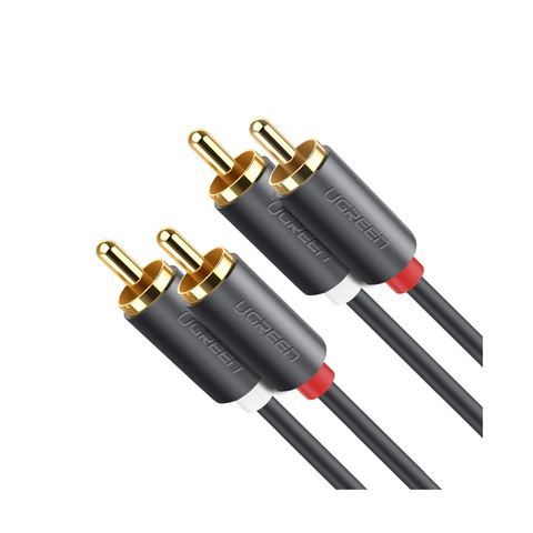 Cable de Audio 2 RCA Macho a 2 RCA Macho | 5 Metros (16.40 Pies) | Color Negro | Alta Calidad | Anillos de Goma para Asegurar un Agarre Firme al Instalar o Quitar el Cable