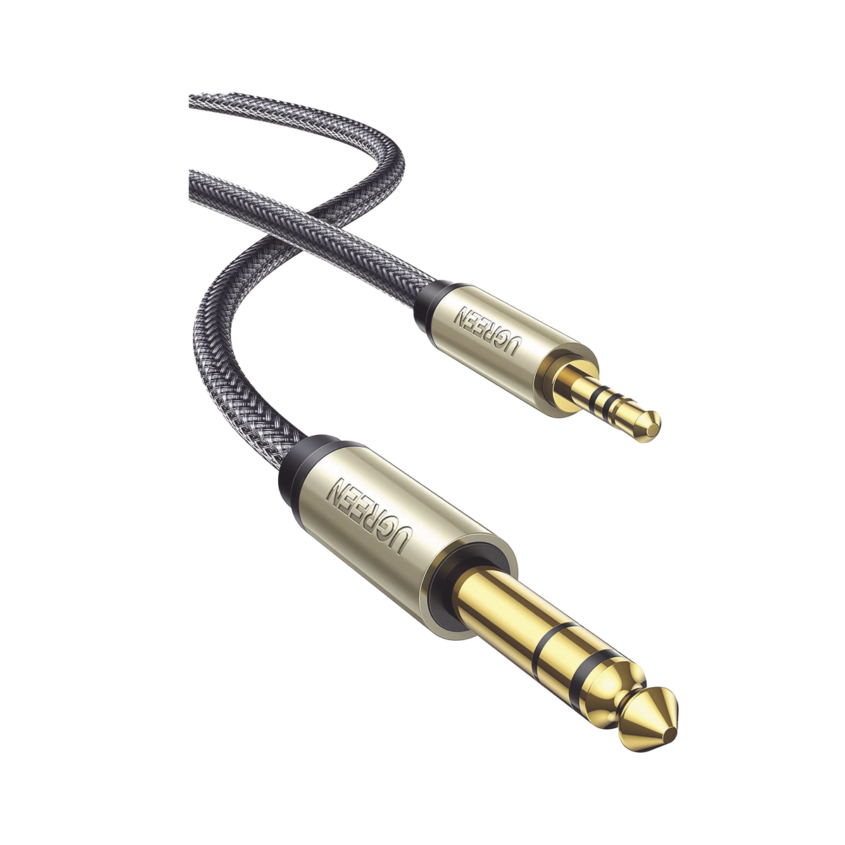 Cable Audio Estéreo 3.5mm (1/8') TRS a 6.35mm (1/4') TS | 1 Metro | Audio de Hi-Fi | Trenza de Nylon | Blindaje Múltiple | Caja de Aleación Zinc | Núcleo de Cobre Puro | Compatibilidad Universal