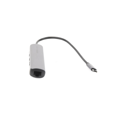HUB USB-C (Docking Station) 5 en 1 - Ultra Delgado - 2 USB-A 3.1 a (5 Gbps) - HDMI 4K@60Hz - RJ45 (Gigabit Ethernet) - USB-C PD Carga Rápida 100W - Soporta OTG - Chips Inteligentes - Pequeño y Ligero - Caja de Aluminio.