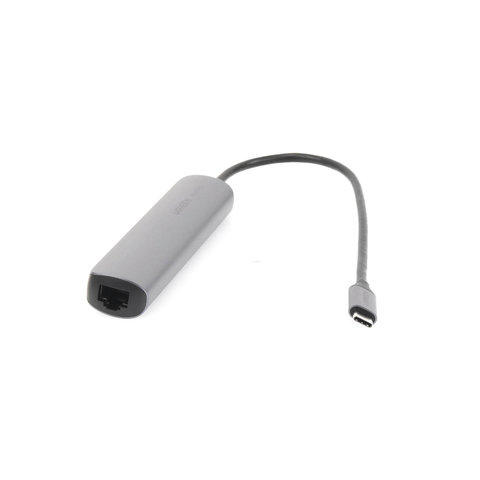 HUB USB-C (Docking Station) 5 en 1 - Ultra Delgado - 2 USB-A 3.1 a (5 Gbps) - HDMI 4K@60Hz - RJ45 (Gigabit Ethernet) - USB-C PD Carga Rápida 100W - Soporta OTG - Chips Inteligentes - Pequeño y Ligero - Caja de Aluminio.