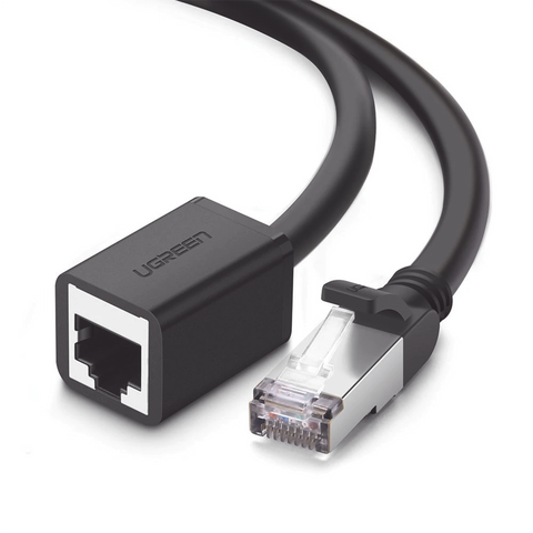 Cable de Extensión Cat6 RJ45 F/UTP | Macho a Hembra | 1m | Método de conexión 568B | Velocidad de transmisión 1000Mbps | Ancho de banda del canal 250MHz /Caja de Cobre | Negro
