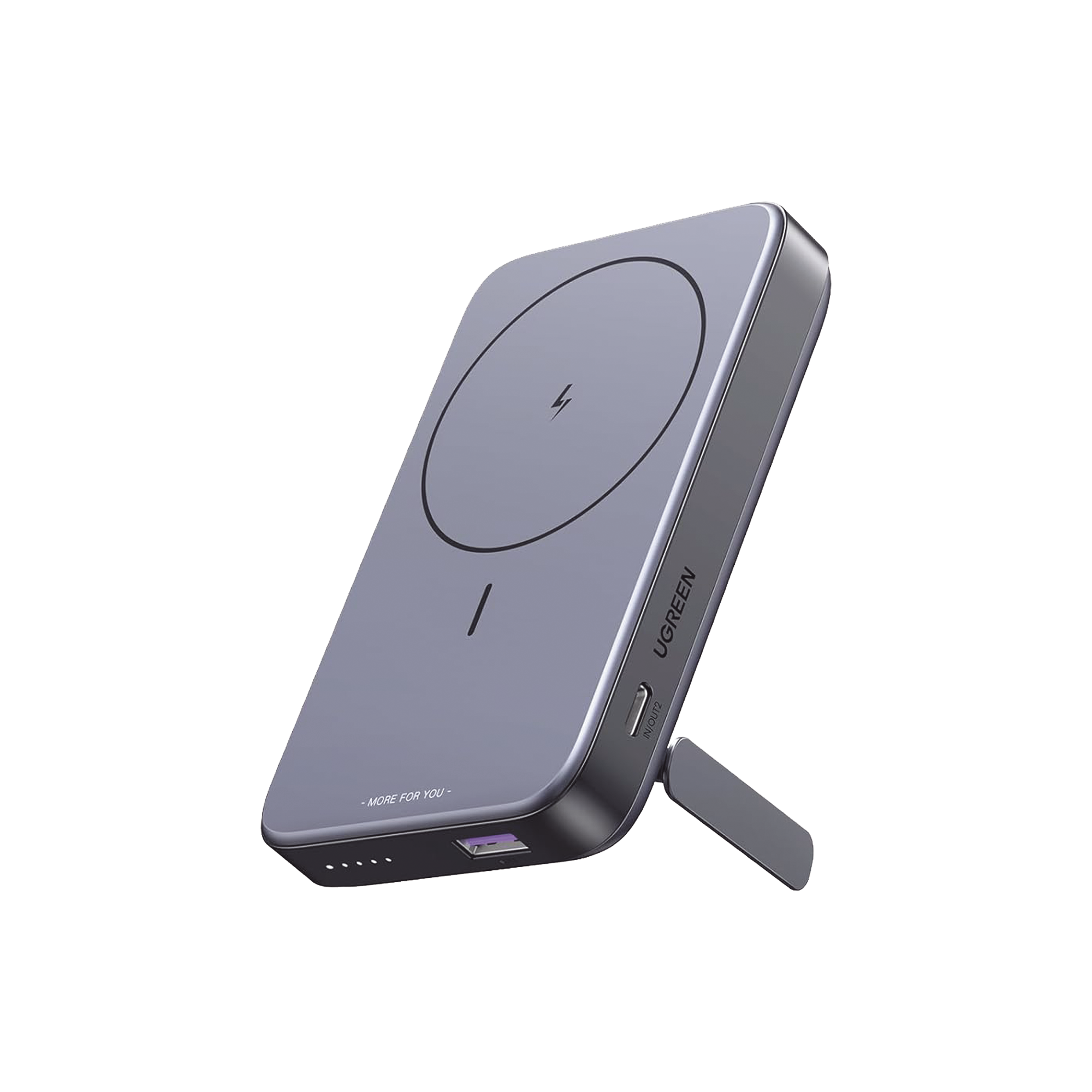 Power Bank MagSafe de 10000mAh NEXODE - 20W - 1 USB-C - 1 USB-A - Carga Rápida bidireccional - Soporta modo Standby - Soporte Plegable - Ultra Delgado - Ultra ligero - Compatible con iPhone 15/14/13/12 - Color Gris.