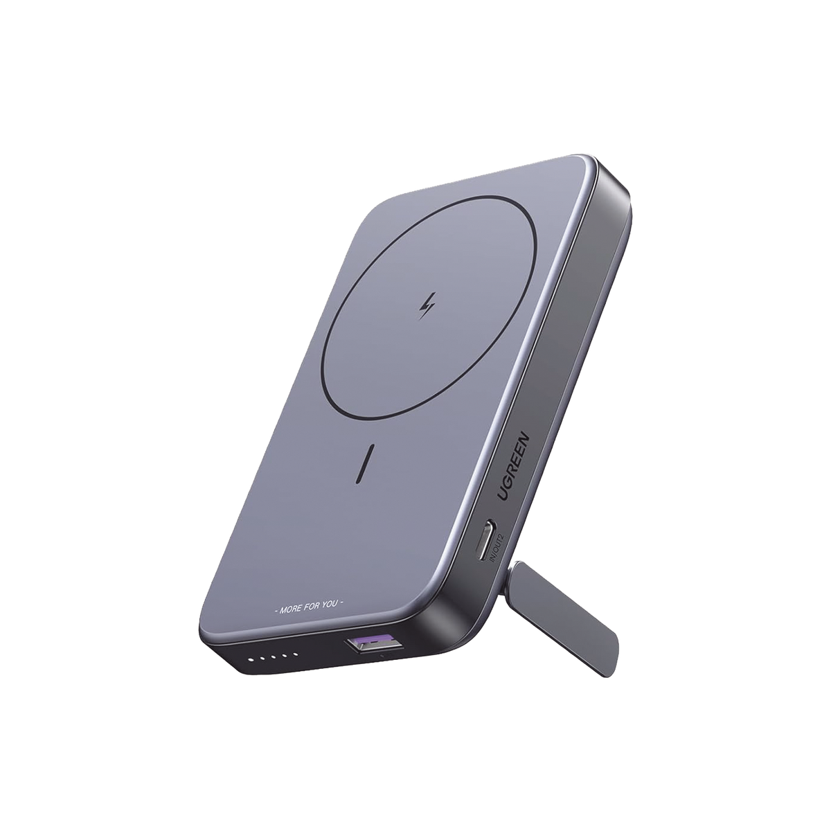 Power Bank MagSafe de 10000mAh NEXODE - 20W - 1 USB-C - 1 USB-A - Carga Rápida bidireccional - Soporta modo Standby - Soporte Plegable - Ultra Delgado - Ultra ligero - Compatible con iPhone 15/14/13/12 - Color Gris.