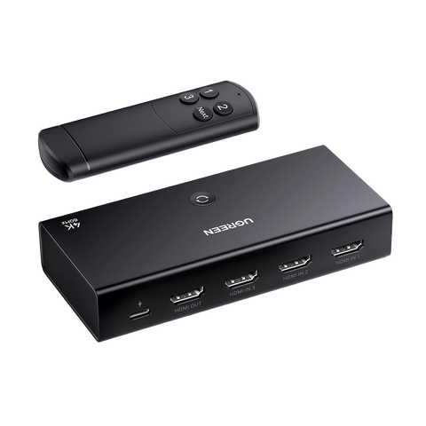 Conmutador HDMI Switch 4@60Hz - 3 Entradas a 1 Salida - 3D - HDR - Dolby Atmos - DTS5.1/7.1 - HDCP2.2 - PCM2.0 - HDMI2.0 - Reduce el Retraso y la perdida de fotogramas - Incluye Control Remoto.