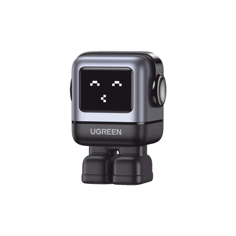Cargador RobotGaN de 65W Serie UNO - 3 Puertos de Carga Rápida - 2 USB-C - 1 USB-A - PD 3.0 - QC 4.0 - Carga Inteligente - Tecnología GaN II - Zapato Magnético Extraíble - Carcasa Ignífuga - Pantalla LED