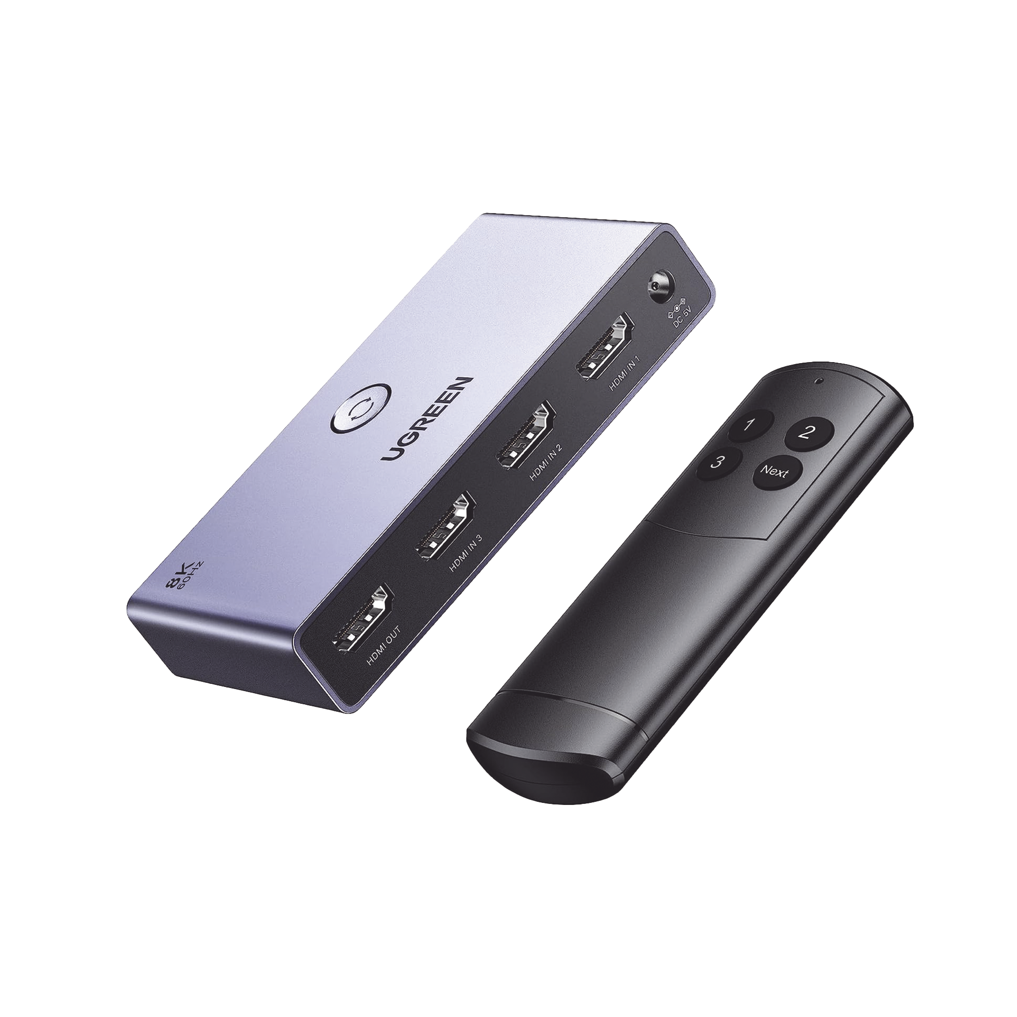 Switch (Splitter) 8K HDMI 2.1 | 3 Entradas 1 Salida | Incluye Control Remoto | Soporta 8K@60Hz 4K@120Hz 4K@60Hz 3D | HDR | HDCP 2.3 | Carcasa de Aluminio.
