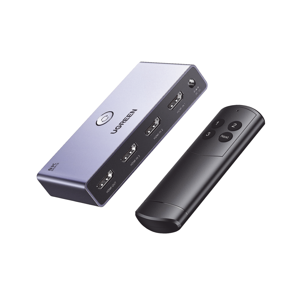 Switch (Splitter) 8K HDMI 2.1 | 3 Entradas 1 Salida | Incluye Control Remoto | Soporta 8K@60Hz 4K@120Hz 4K@60Hz 3D | HDR | HDCP 2.3 | Carcasa de Aluminio.