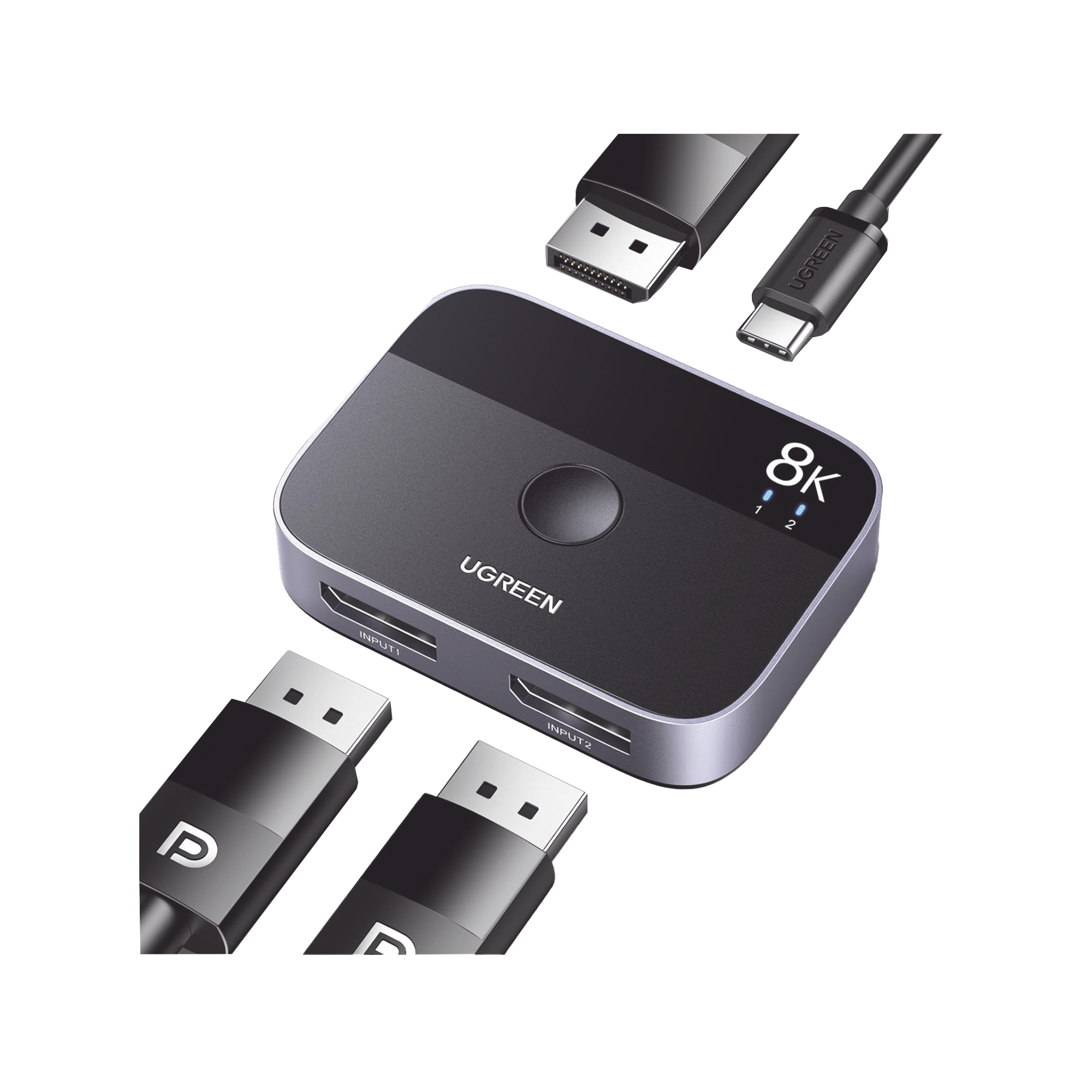 Conmutador DP 1.4 8K - Display Port Splitter 2 Entradas a 1 Salida - Bidireccional - 3D - HDR10+ - Dolby Atmos - 240Hz - 48Gbps - Compatible Free-Sync/G-Syng - Sincronización de Audio - Potentes Chips de Última Generación.