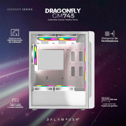 Gabinete Balam Media Torre Dragonfly II Gm745 Cristal Blanco Br-935975