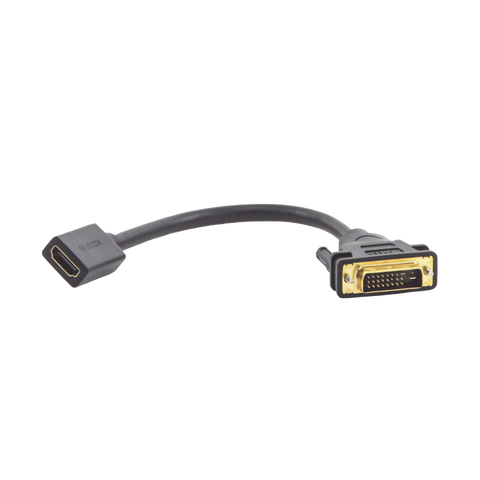 Convertidor DVI Macho a HDMI Hembra - Bidireccional - DVI 24+1 - 1080P@60Hz - Cable de 22 cm (8.66 Pulgadas) - Negro