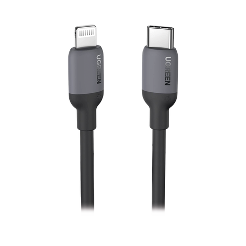 Cable USB-C a Lightning | Certificado MFi | 1 Metro | Adecuado para iPhone, iPad, iPod | Carga Rápida PD 20W | Sincronización de Datos de hasta 480 Mbps | Goma de Silicona y TPE. | Suave al Tacto | Color Negro