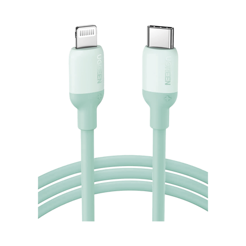 Cable USB-C a Lightning | Certificado MFi | 1 Metro | Adecuado para iPhone, iPad, iPod | Carga Rápida PD 20W | Sincronización de Datos de hasta 480 Mbps | Goma de Silicona y TPE. | Suave al Tacto | Color Green