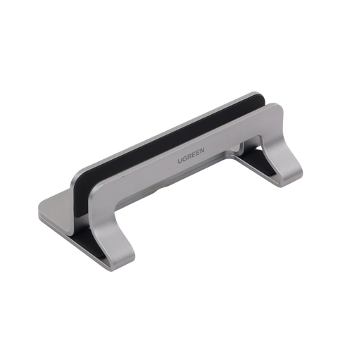 Soporte Vertical para Laptop | Adecuado para escritorio | Anchura Ajustable (12-26mm) | Amplia compatibilidad | Anti-Arañazos | Anti-Deslizante /Ajustable Mediante Tornillos | Color Plata | Aluminio + Silicona