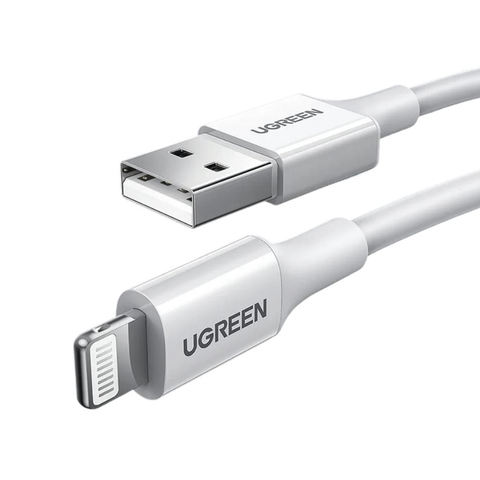 Cable USB-A a Lightning - 1 Metro - Certificado MFi - Carga Rápida 5V/2.4 A- 480 Mbps - PD - Conector C89 - Adecuado para iPhone, iPad y iPod - Protección Integrada - Caja de ABS - Cubierta de TPE - Color Blanco.