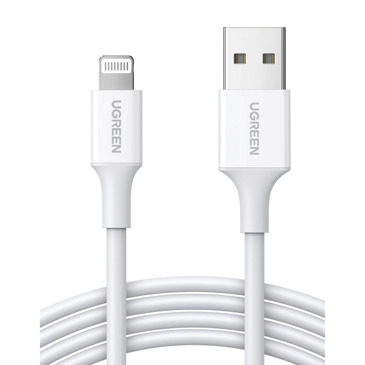 Cable USB-A a Lightning - 1 Metro - Certificado MFi - Carga Rápida 5V/2.4 A- 480 Mbps - PD - Conector C89 - Adecuado para iPhone, iPad y iPod - Protección Integrada - Caja de ABS - Cubierta de TPE - Color Blanco.