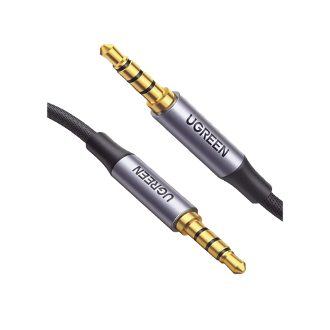 Cable Auxiliar de 3.5mm | Cable Audio Estéreo | Núcleo de Alambre de Cobre Esmaltado | Carcasa de Aluminio Azul + Nylon Trenzado | Soporta Micrófono | 2 Metros