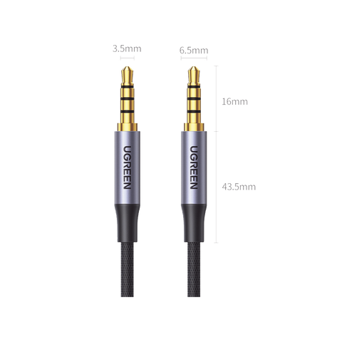 Cable Auxiliar de 3.5mm | Cable Audio Estéreo | Núcleo de Alambre de Cobre Esmaltado | Carcasa de Aluminio Azul + Nylon Trenzado | Soporta Micrófono | 2 Metros