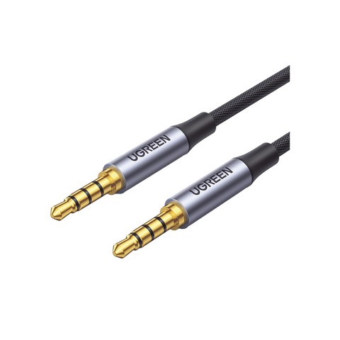Cable Auxiliar de 3.5mm | Cable Audio Estéreo | Núcleo de Alambre de Cobre Esmaltado | Carcasa de Aluminio Azul + Nylon Trenzado | Soporta Micrófono | 2 Metros