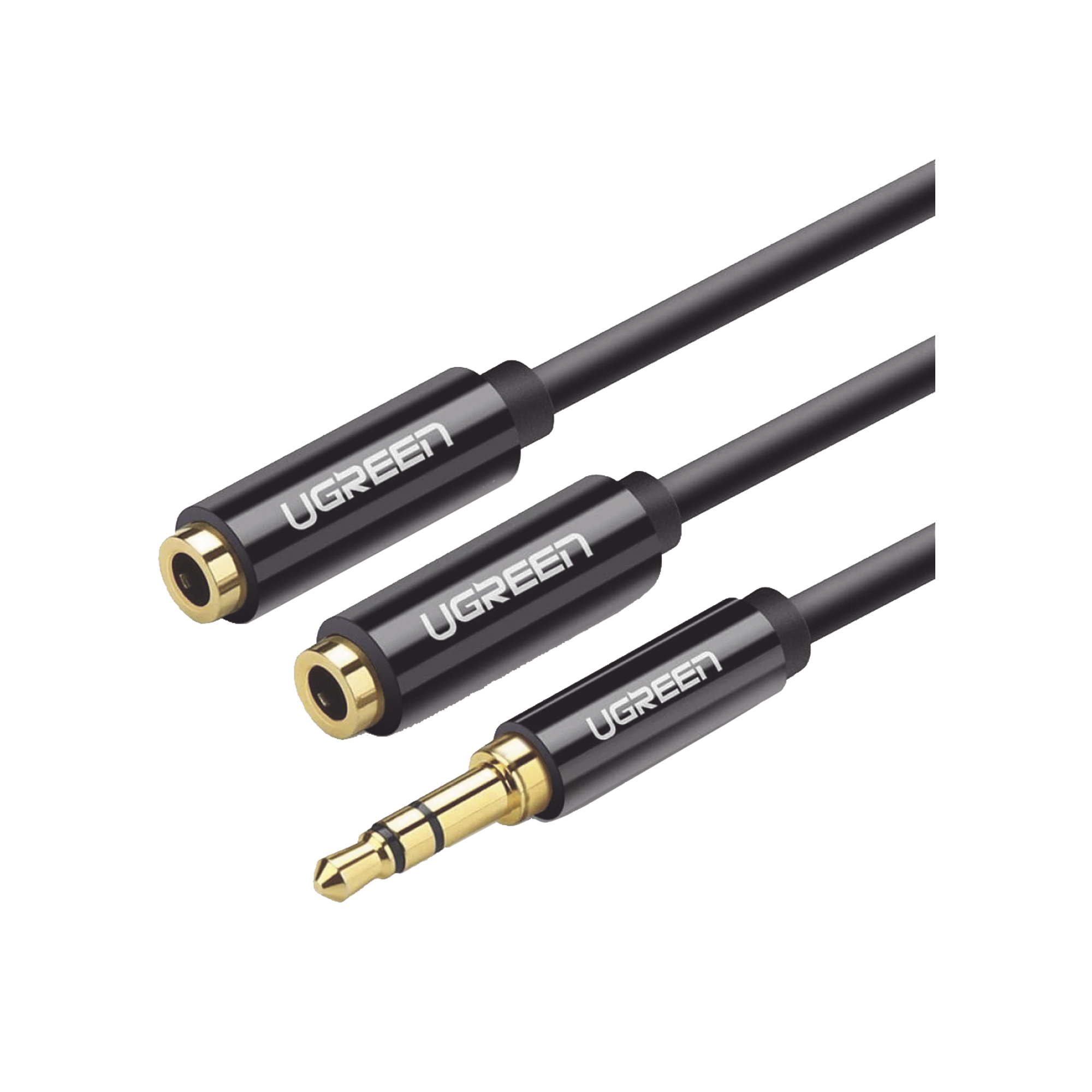 Cable Adaptador/Divisor de Audio de 3.5mm Macho a 2 Terminales de 3.5mm Hembra | 25 cm de Longitud | Cable TPE | Color Negro
