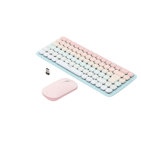 Paquete de Teclado y Mouse - 85 teclas en Español - Bluetooth y 2.4GHz - Mouse Ambidiestro - Sensor de DPI ajustable - Efectos de Iluminación del Teclado - Amplia compatibilidad - Color Rosa.