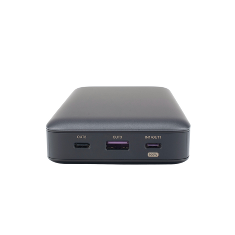 Power Bank de 20000mAh - 3 Salidas 100W Max. - USB-A + 2 USB-C - PD 3.0 - QC3.0 - FCP - SCP - Pantalla Inteligente - Carcasa Ignifuga - Color Gris - Incluye Cable USB de 50cm - Carga tu Laptop de Manera Segura.